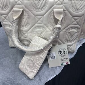 Valentino Orlandi Cream Quilted Tote Bag